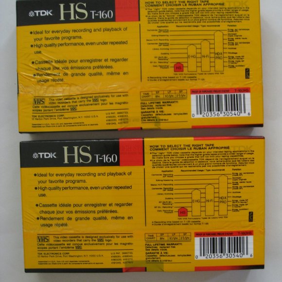 2 TDK HS T-160 High Standard Sound & Color Blank VHS Tape New/Sealed - Picture 2 of 5
